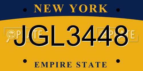 JGL3448 New York License Plate