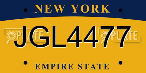 JGL4477 New York License Plate