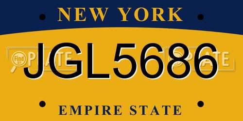 JGL5686 New York License Plate
