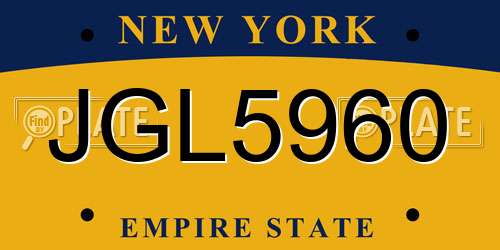JGL5960 New York License Plate