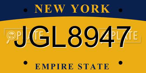 JGL8947 New York License Plate
