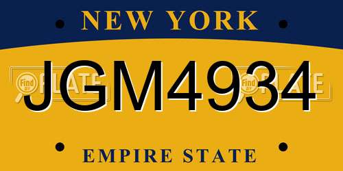 JGM4934 New York License Plate