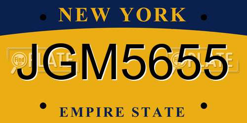 JGM5655 New York License Plate