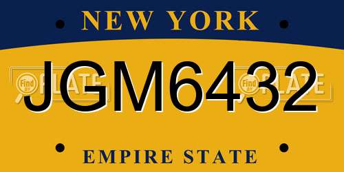 JGM6432 New York License Plate