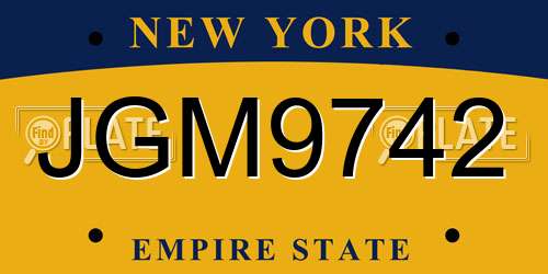 JGM9742 New York License Plate