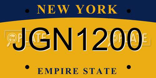 JGN1200 New York License Plate
