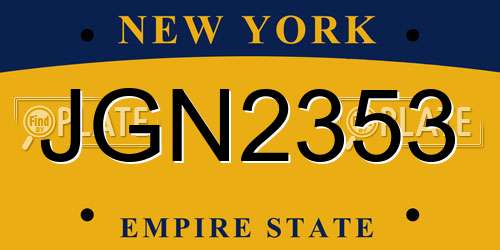 JGN2353 New York License Plate