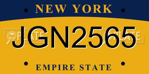 JGN2565 New York License Plate