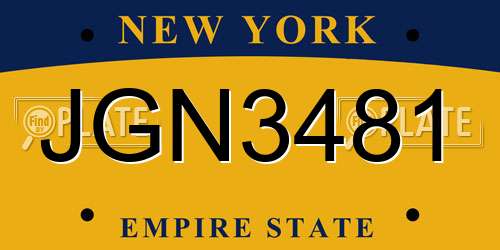 JGN3481 New York License Plate