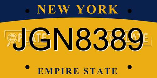 JGN8389 New York License Plate