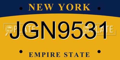 JGN9531 New York License Plate