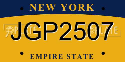 JGP2507 New York License Plate