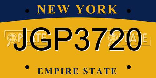 JGP3720 New York License Plate