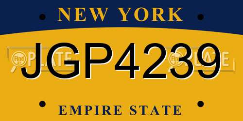 JGP4239 New York License Plate