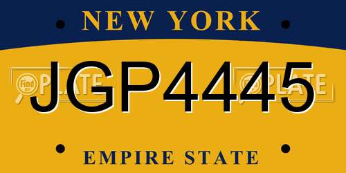 JGP4445 New York License Plate