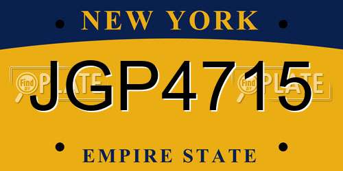JGP4715 New York License Plate