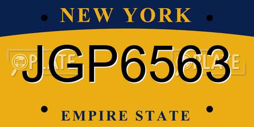 JGP6563 New York License Plate