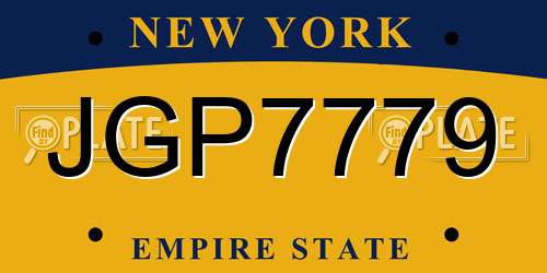 JGP7779 New York License Plate