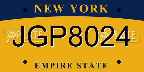 JGP8024 New York License Plate