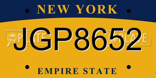 JGP8652 New York License Plate