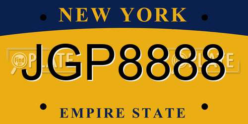 JGP8888 New York License Plate