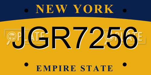 JGR7256 New York License Plate