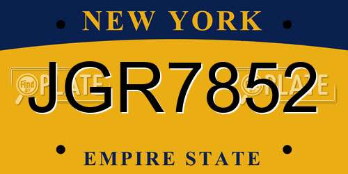 JGR7852 New York License Plate