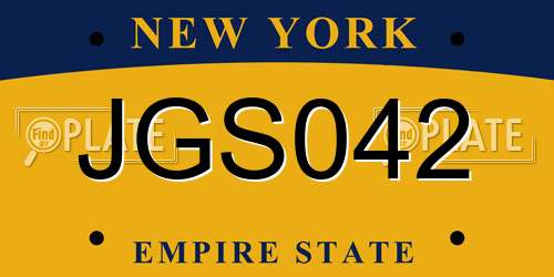 JGS042 New York License Plate