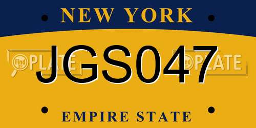 JGS047 New York License Plate