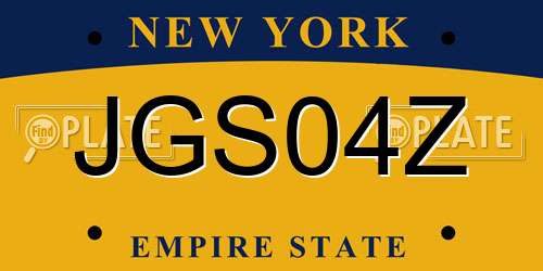 JGS04Z New York License Plate