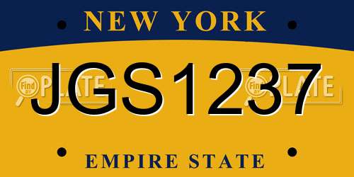 JGS1237 New York License Plate
