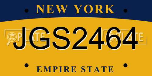 JGS2464 New York License Plate