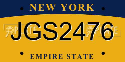 JGS2476 New York License Plate