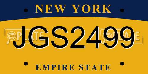 JGS2499 New York License Plate