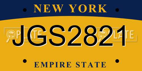 JGS2821 New York License Plate