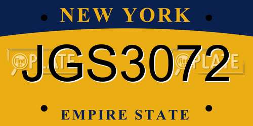 JGS3072 New York License Plate
