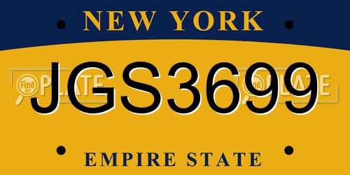JGS3699 New York License Plate