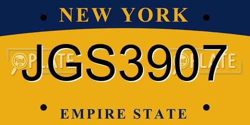 JGS3907 New York License Plate