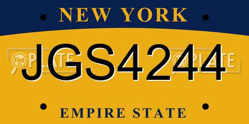 JGS4244 New York License Plate
