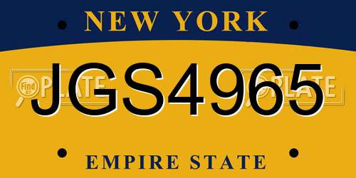 JGS4965 New York License Plate