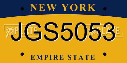 JGS5053 New York License Plate