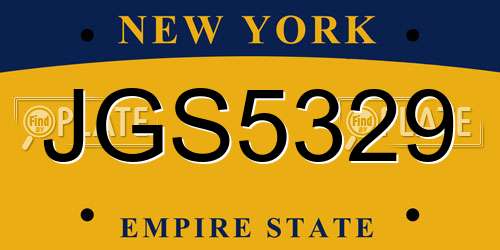 JGS5329 New York License Plate