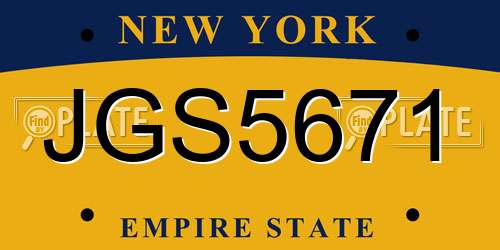 JGS5671 New York License Plate