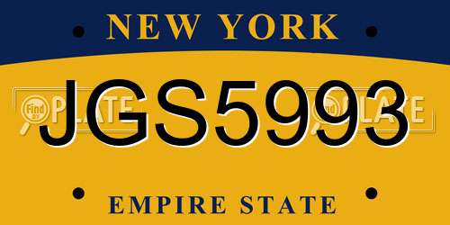 JGS5993 New York License Plate