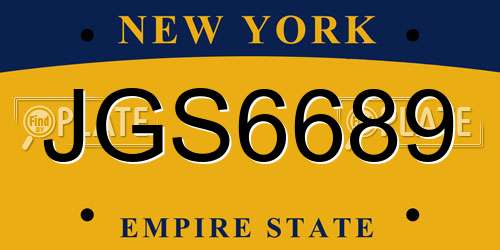 JGS6689 New York License Plate