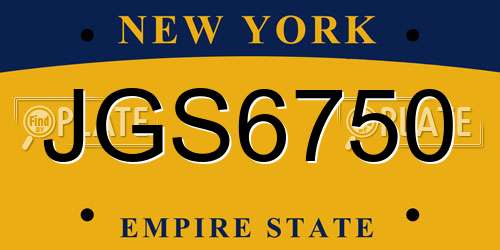 JGS6750 New York License Plate