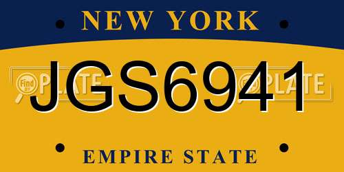 JGS6941 New York License Plate