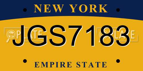 JGS7183 New York License Plate