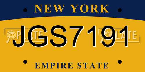 JGS7191 New York License Plate