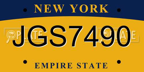 JGS7490 New York License Plate